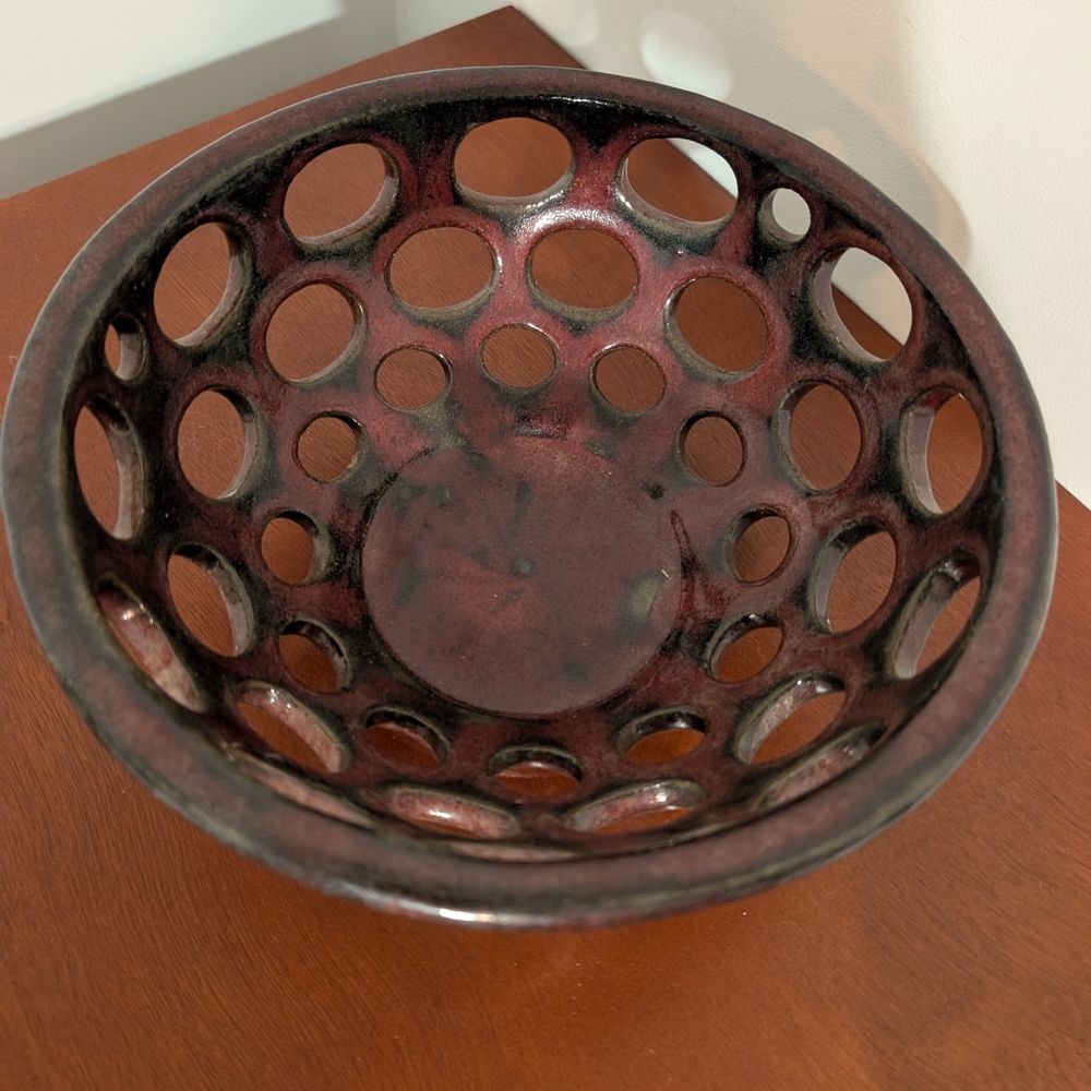 Red Ceramic Fruit Bowl